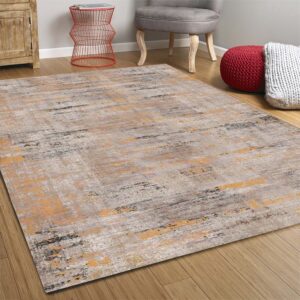 Alternative view of Mira Abstract Modern Area Rug – Orange & Beige, Machine Washable
