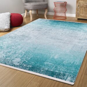 Alternative view of Rima Modern Turquoise Beach Aqua Ocean Abstract Area Rug