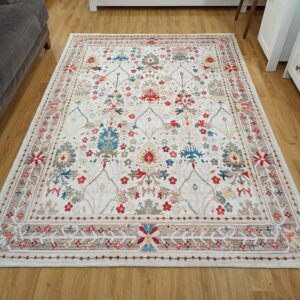 Alternative view of Zanan Rug Turkish Beige Ivory Vintage Colorful Pattern Rug