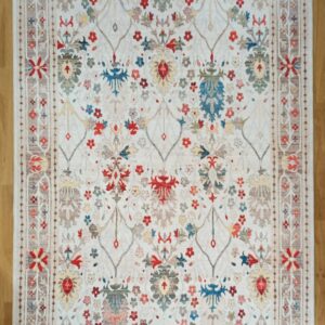 Zanan Turkish Beige Ivory Vintage Colorful Pattern Area Rug