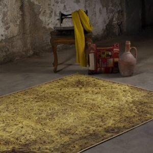 Alternative view of Zoya Oriental Yellow Over-dyed Brown Rug