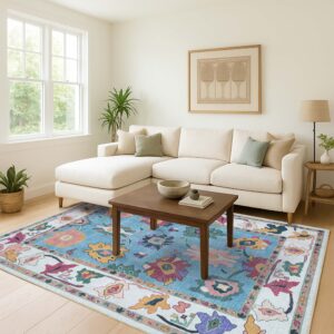 Alternative view of Farhana Green Colorful Floral Modern Oushak Area Rug