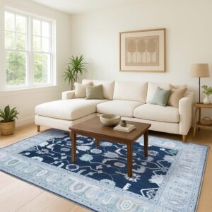 Alternative view of Nurul Navy Blue Modern Oushak Area Rug