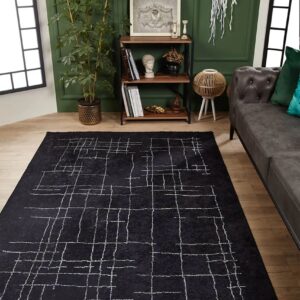 Alternative view of Danna Trellis Geometric Luxury Black White Area Rug